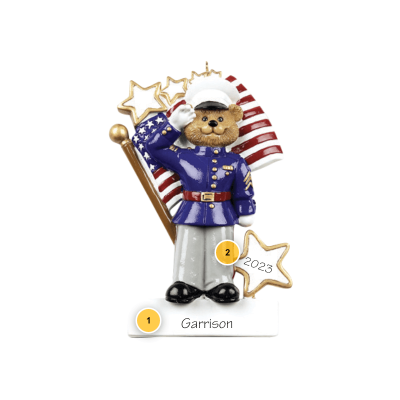 Marine Bear Personalized Ornament