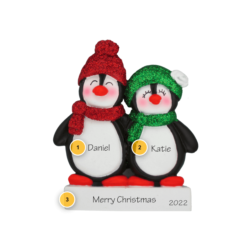 Penguin Couple Personalized Ornament
