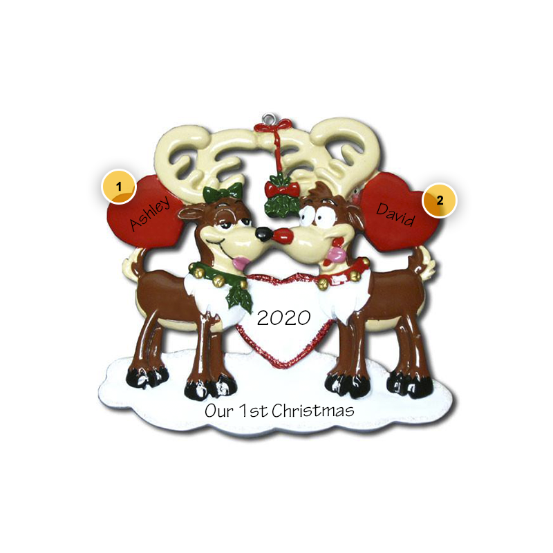 Deer Couple with Heart Personalized Ornament