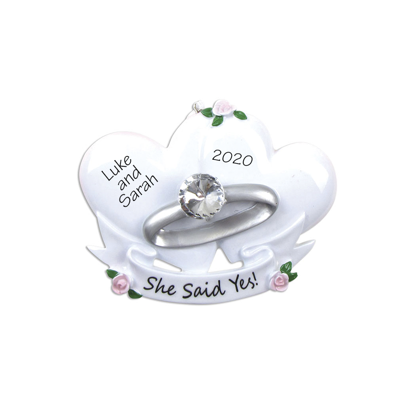 Hearts She Said Yes Personalized Ornament