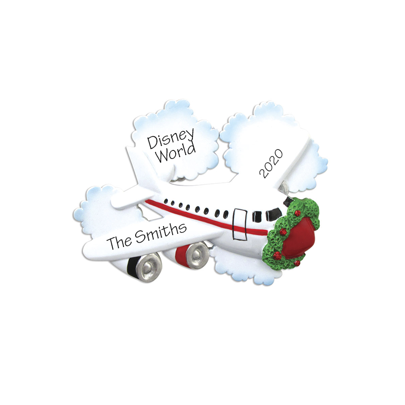 plane with clouds personalized jetliner ornament