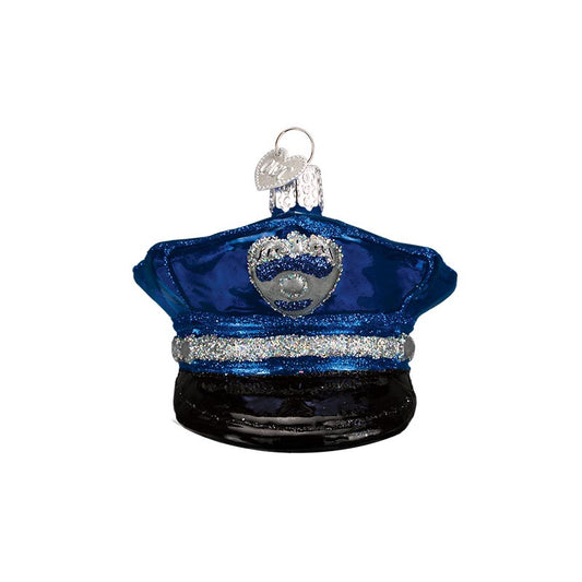 Police Officer's Cap Glass Ornament