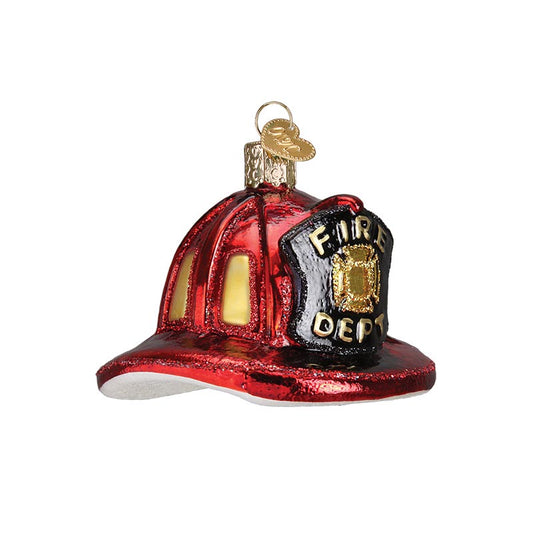 Fireman's Helmet Glass Ornament