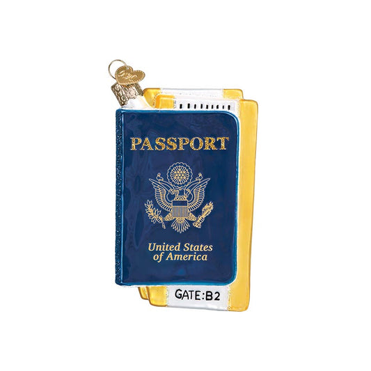 Passport Book Glass Ornament