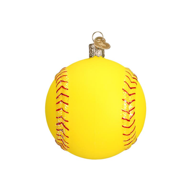Softball Glass Ornament