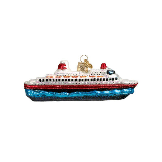 Cruise Ship Glass Ornament