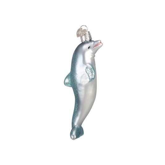 Jumping Energetic Dolphin Glass Ornament