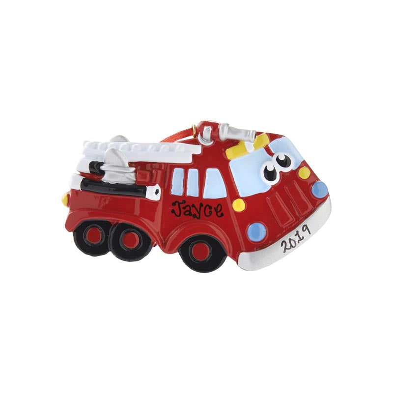 Animated Child's Fire Truck Personalized Ornament