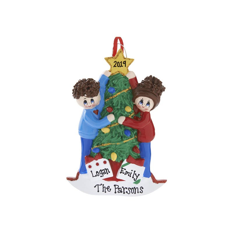 Couple Decorating Christmas Tree Personalized Ornament