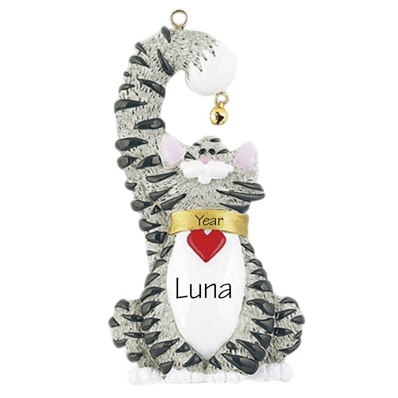 Grey Cat Personalized Ornament