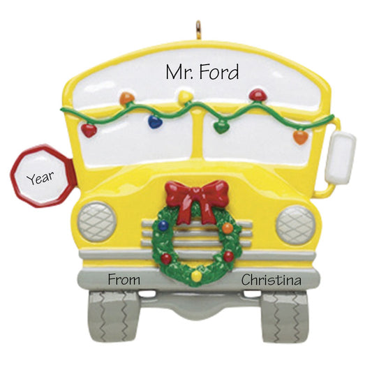 School Bus Personalized Ornament
