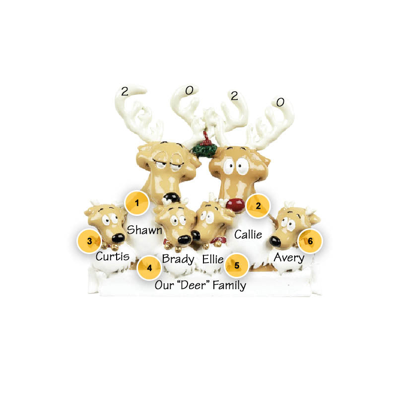 Reindeer Family Of 6 Personalized Ornament