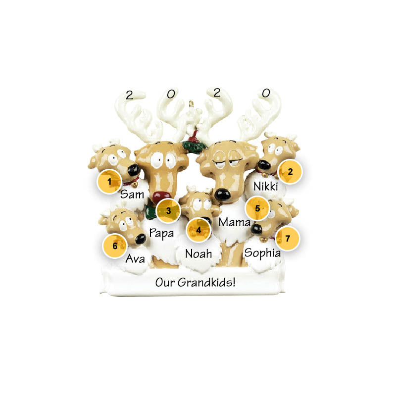 Reindeer Family of 7 Personalized Ornament