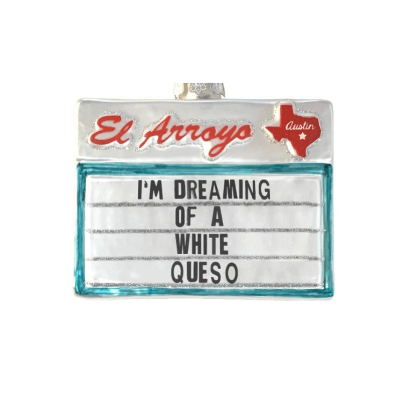 White Queso Mercury Glass Ornament